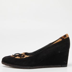 Stuart Weitzman Black/Brown Suede and Calf Hair Wedge Pumps Size 40, Pumps - Luxury Closet catalog