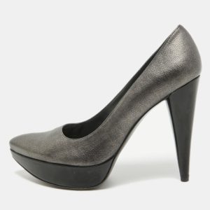 Stuart Weitzman Metallic Grey Leather Platform Pumps Size 38, Pumps - Luxury Closet catalog