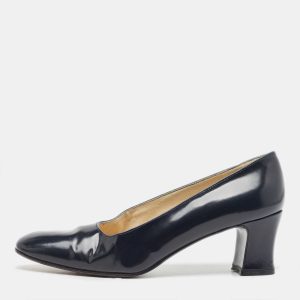 Stuart Weitzman Navy Blue Patent Leather Square Toe Pumps Size 38, Pumps - Luxury Closet catalog