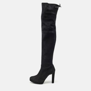 Stuart Weitzman Black Suede Leather Highland Over The Knee Boots Size 38.5, Boots - Luxury Closet catalog
