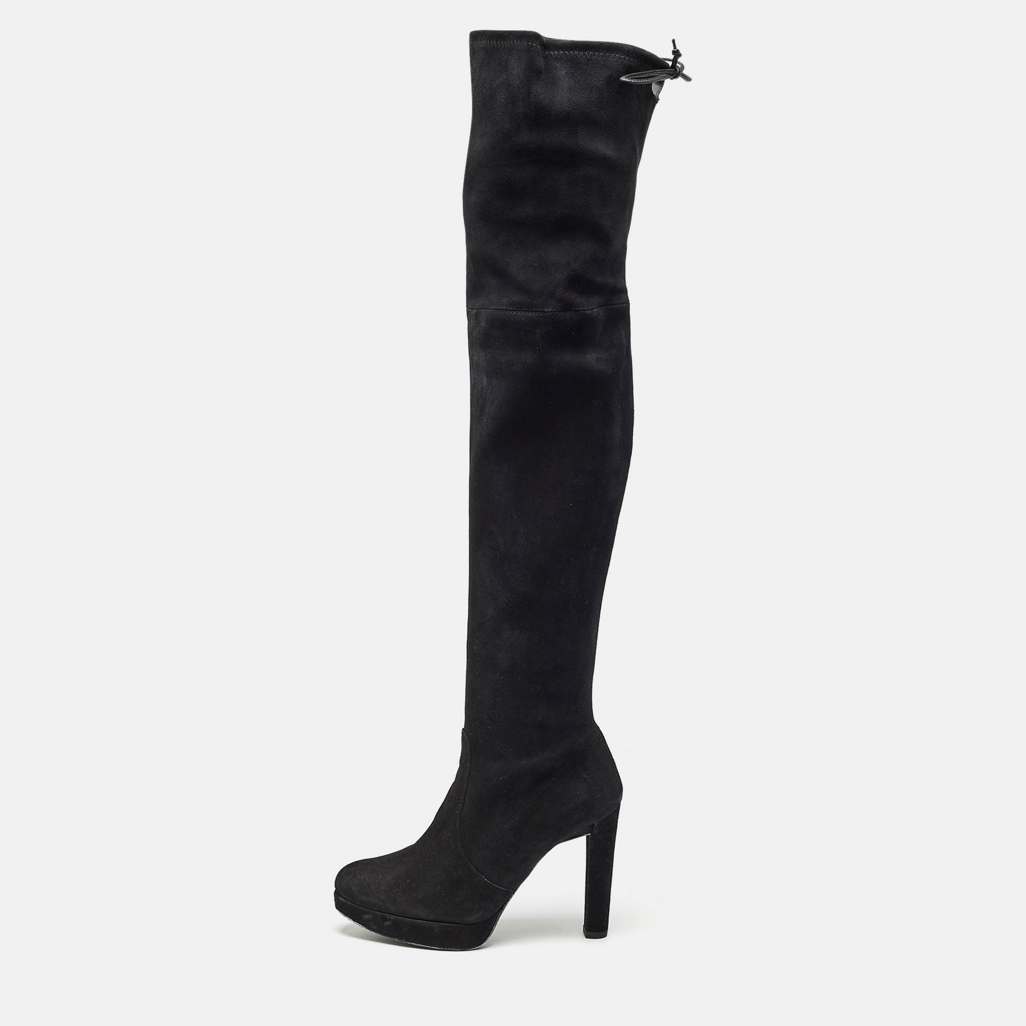 Stuart Weitzman Black Suede Leather Highland Over The Knee Boots Size 38.5, Boots - Luxury Closet catalog