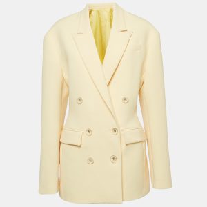 The Attico Pastel Yellow Stretch Crepe Double Breasted April Blazer M, Coats & Jackets - Luxury Closet catalog