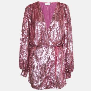 The Attico Pink Sequin Mini Wrap Dress S, Dresses - Luxury Closet catalog