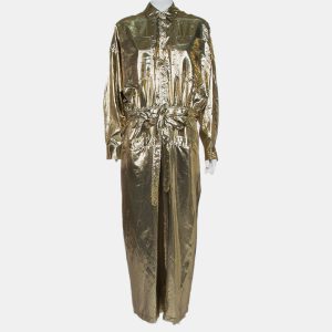 Attico Metallic Silk Belted Oversized Shirt Dress M, Dresses - Luxury Closet catalog