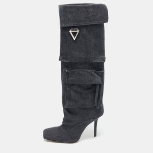 The Attico Grey Denim Sienna Knee Length Boots Size 36.5, Boots - Luxury Closet catalog