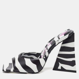 The Attico Black/White Zebra Print Leather Devon Open Toe Sandals Size 38, Sandals - Luxury Closet catalog