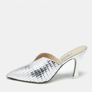 The Attico Silver Laminated Leather Monica Mules Size 39, Sandals - Luxury Closet catalog