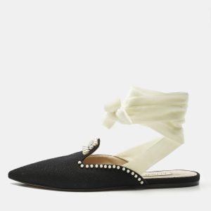 The Attico Black Canvas Crystal Embellished Mules Size 36, Sandals - Luxury Closet catalog