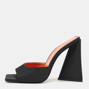 The Attico Black Satin Devon Block Heel Slide Sandals Size 39, Sandals - Luxury Closet catalog