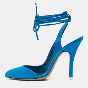 The Attico Blue Satin Venus Ankle Wrap Pointed Toe Pumps Size 39, Pumps - Luxury Closet catalog