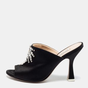 The Attico Black Satin Crystal Embellished Pamela Mules Size 37, Sandals - Luxury Closet catalog