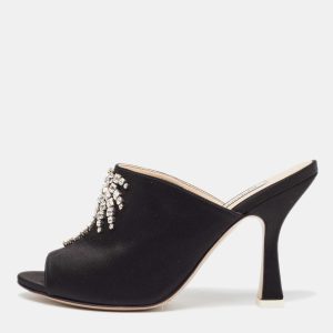 The Attico Black Satin Crystal Embellished Pamela Mules Size 38, Sandals - Luxury Closet catalog