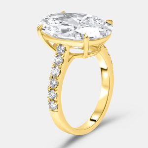 8.5 cts Oval and Round Lab Grown Diamond 18k Yellow Gold Ring Size 52, Rings - Luxury Closet