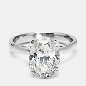 3.5 cts Oval Brilliant Lab Grown Diamond 18k White Gold Ring Size 53, Rings - Luxury Closet