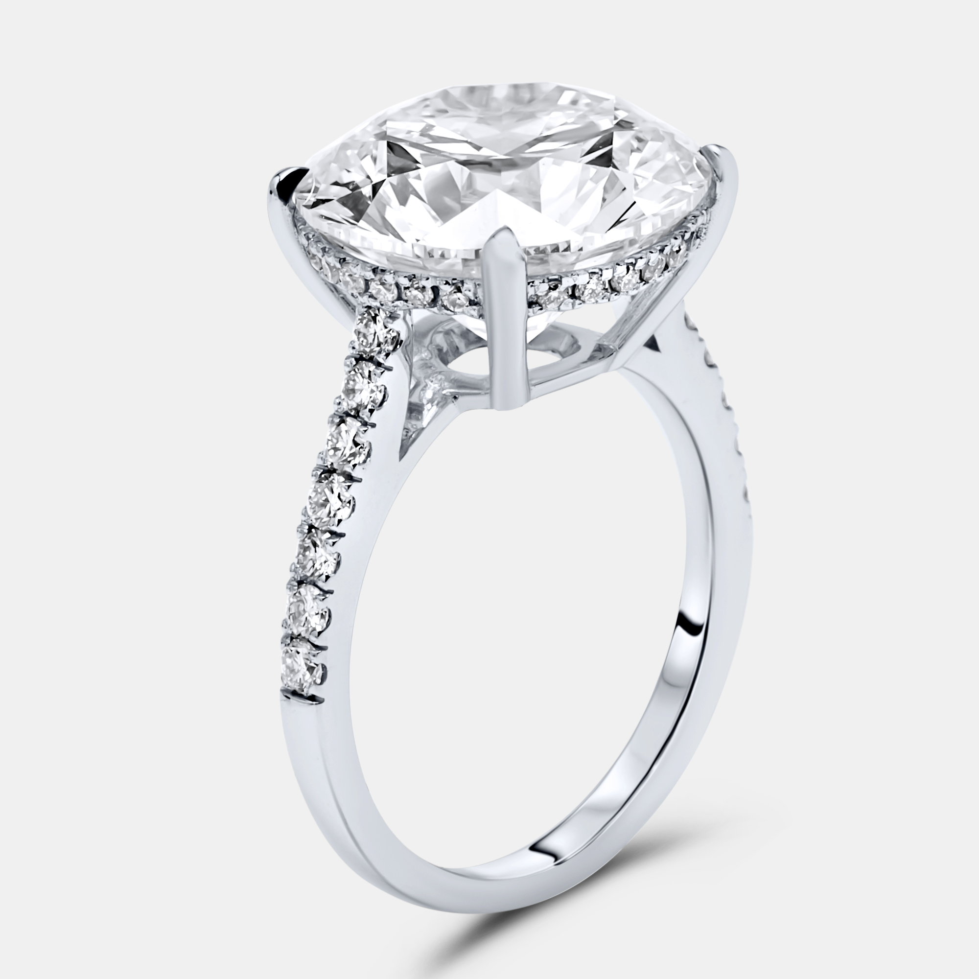 8.47 cts Round Brilliant Lab Grown Diamond 18k White Gold Ring Size 54, Rings - Luxury Closet