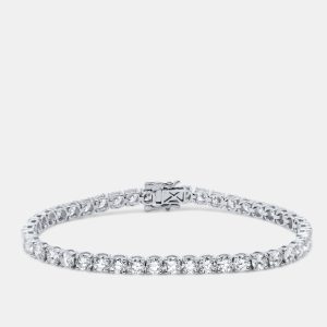 10 cts Round Cut Lab Grown Diamond 14k White Gold Bracelet, Bracelets - Luxury Closet
