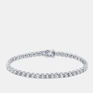 10.8 cts Round Cut Lab Grown Diamond 14k White Gold Bracelet, Bracelets - Luxury Closet