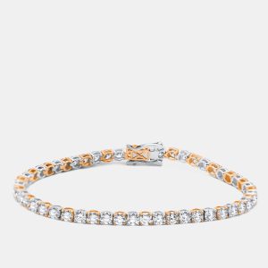6.4 cts Round Cut Lab Grown Diamond 14k Two Tone Gold Bracelet, Bracelets - Luxury Closet