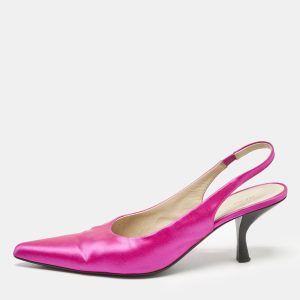 The Row Fuchsia Pink Satin Pointed Toe Slingback Pumps Size 40, Pumps - Luxury Closet catalog