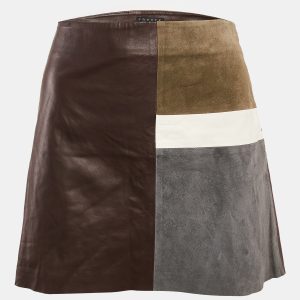 Theory Multicolor Leather and Suede Patch Detail Mini Skirt S, Skirts - Luxury Closet catalog