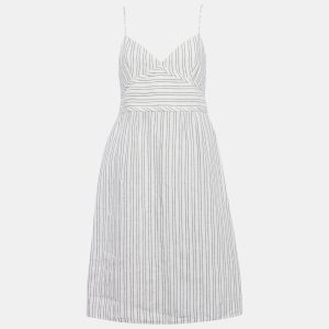 Theory White Striped Linen Midi Dress M, Dresses - Luxury Closet catalog