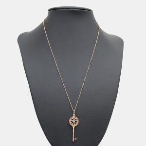 Tiffany & Co. 18K Yellow Gold 0.04 Ct Diamond Daisy Key Pendant Necklace, Necklaces - Luxury Closet catalog