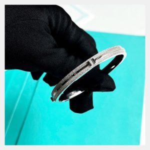 Tiffany & Co. 18K White Gold  Half Pave Diamond T Wire Bracelet, Bracelets - Luxury Closet catalog