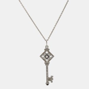 Tiffany & Co. Diamond Black Enamel 18k White Gold Key Pendant Necklace, Necklaces - Luxury Closet catalog
