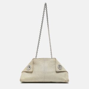 Tod's Light Grey Shimmer Lizard New Girelli Chain Clutch, Clutches & Special Occasion Bags - Luxury Closet catalog