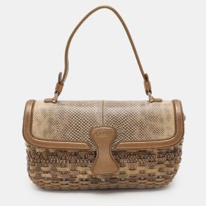 Tod's Gold/Beige Woven Leather Shoulder Bag, Shoulder Bags - Luxury Closet catalog