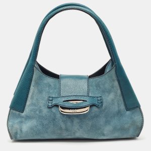 Tod's Teal Blue Leather and Suede Shoulder Bag, Shoulder Bags - Luxury Closet catalog