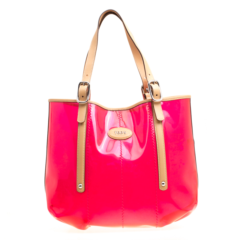 Tod's Red/Beige PVC and Leather Tote, Tote Handbags - Luxury Closet catalog