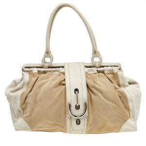 Tod's Beige/ Off White Leather And Canvas Satchel, Satchels - Luxury Closet catalog