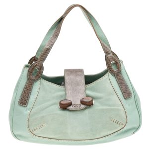 Tod's Green/Grey Suede and Lizard Hobo, Shoulder Bags - Luxury Closet catalog