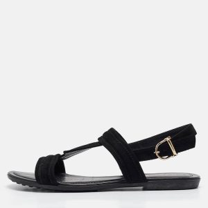Tod's Black Suede Flat Sandals Size 38.5, Sandals - Luxury Closet catalog