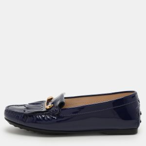 Tod's Blue Patent Leather Fringe Detail Loafers Size 35.5, Loafers & Slip-Ons - Luxury Closet catalog