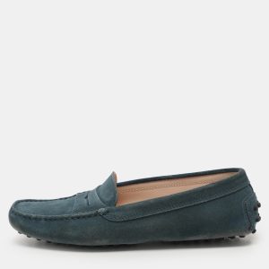 Tod's Pine Green Suede Gommino Slip On Loafers Size 37.5, Loafers & Slip-Ons - Luxury Closet catalog