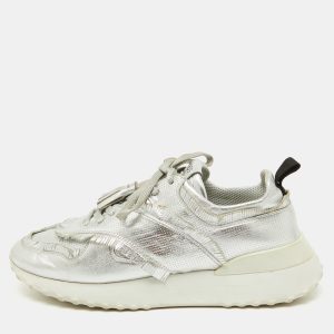 Tod's Silver Perforated Leather Low Top Sneakers Size 39.5, Athletic Shoes & Sneakers - Luxury Closet catalog