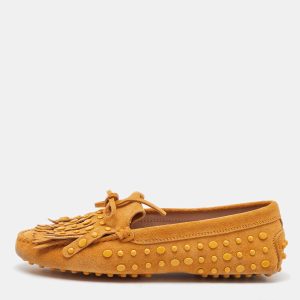 Tod's Yellow Suede Studded Fringe Bow Slip On Loafers Size 36, Loafers & Slip-Ons - Luxury Closet catalog