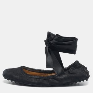 Tod's Black Suede Scrunch Ribbon Ballet Flats Size 38.5, Flats - Luxury Closet catalog