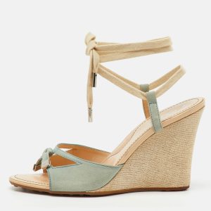 Tod's Pale Blue Suede Ankle Wrap Wedge Sandals Size 39, Sandals - Luxury Closet catalog