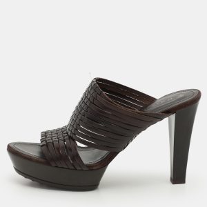Tod's Brown Leather Platform Slide Sandals Size 36.5, Sandals - Luxury Closet catalog
