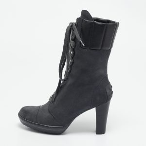 Tod's Grey/Black Suede and Leather Ankle Boots Size 36, Boots - Luxury Closet catalog