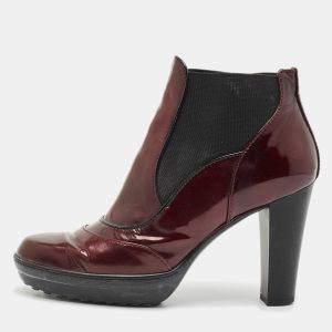 Tod's Burgundy Patent Leather Ankle Length Boots Size 36.5, Boots - Luxury Closet catalog