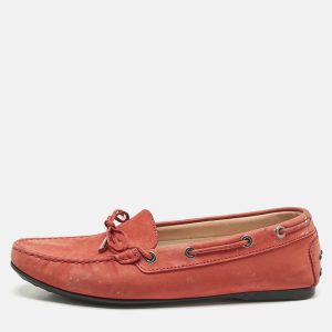 Tod's Red Nubuck Leather Bow Slip On Loafers Size 39.5, Loafers & Slip-Ons - Luxury Closet catalog