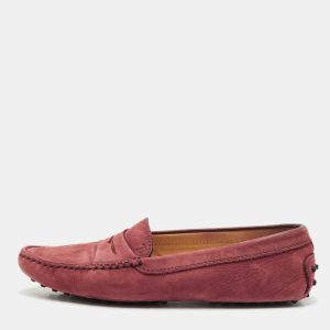 Tod's Burgundy Nubuck Leather Loafers Size 37.5, Loafers & Slip-Ons - Luxury Closet catalog