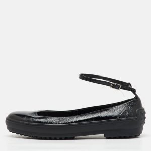 Tod's Black Patent Leather Ankle Strap Ballet Flats Size 38, Flats - Luxury Closet catalog