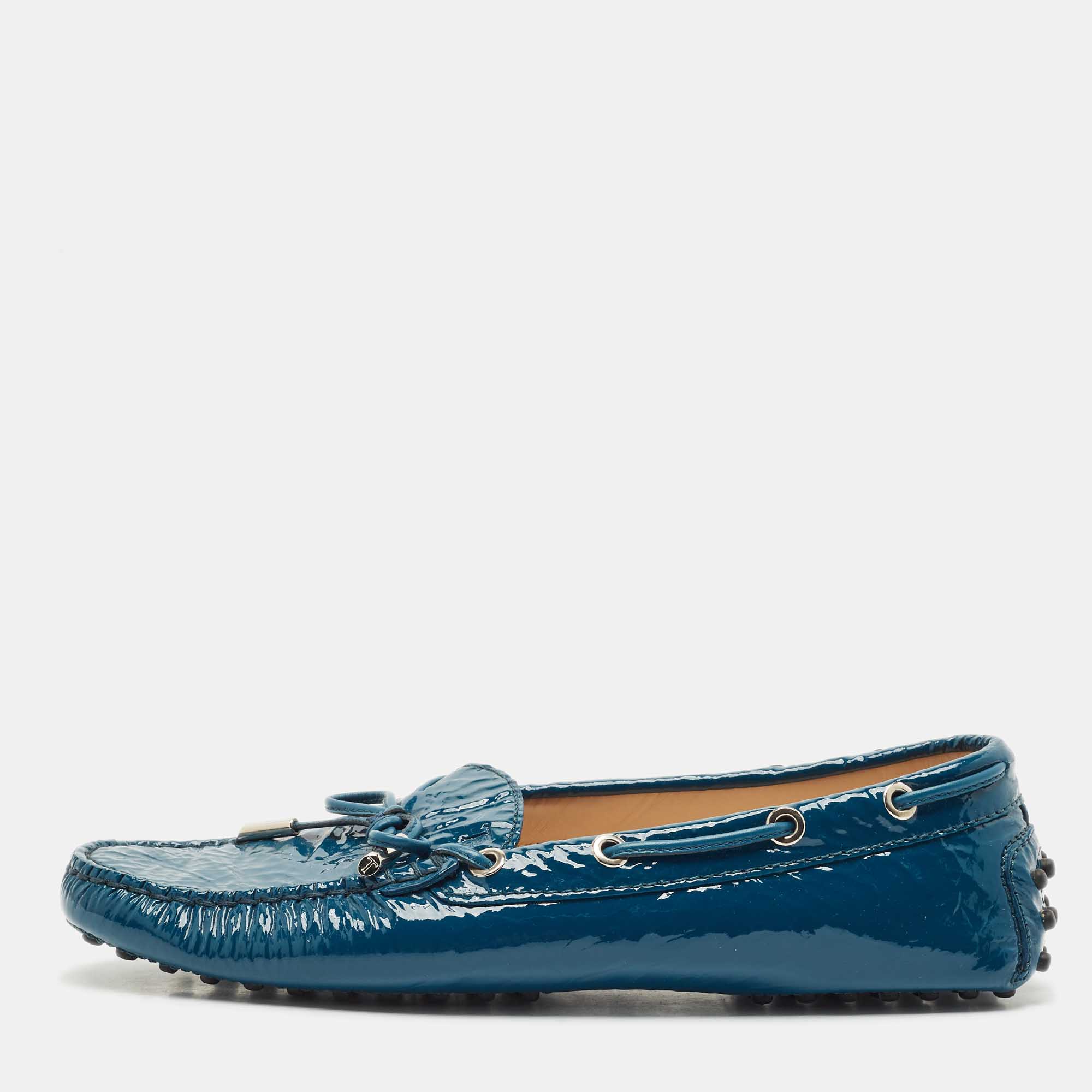 Tod's Blue Patent Leather Bow Slip On Loafers Size 38, Loafers & Slip-Ons - Luxury Closet catalog