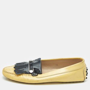 Tod's Yellow/Black Patent Leather Pin Fringe Loafers Size 38, Loafers & Slip-Ons - Luxury Closet catalog
