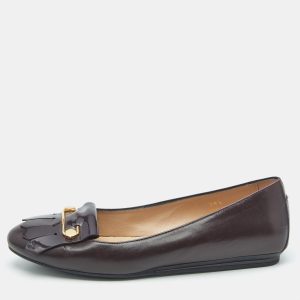 Tod's Burgundy Leather Fringe Ballet Flats Size 38.5, Flats - Luxury Closet catalog